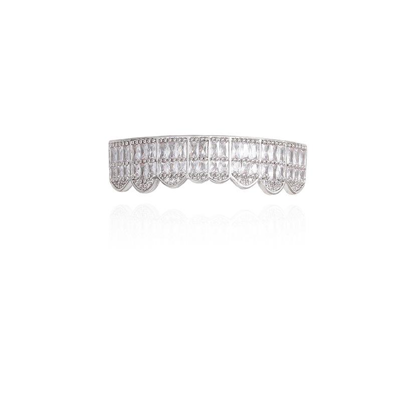 18K Gold-Plated Zircon-Inlaid Vampire Dentures - Hip-Hop Jewelry Accessory