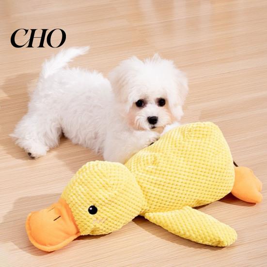 Non-toxic Dog Chew Toy Toys Duck Shape with Sound Soft Waffle Fabric Safe Odor-Free Interactive Stress Relief Plush for Home Soothing