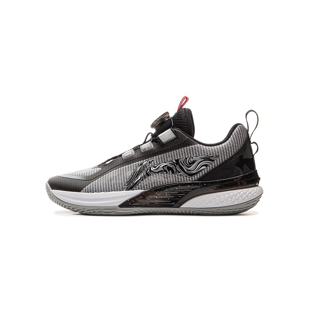 Li Ning Kids Mesh Fashion Sports Simple Versatile Comfortable Non-Slip Breathable Low-Top Basketball Shoes Kids sneaker Gray Black YKBV024-5