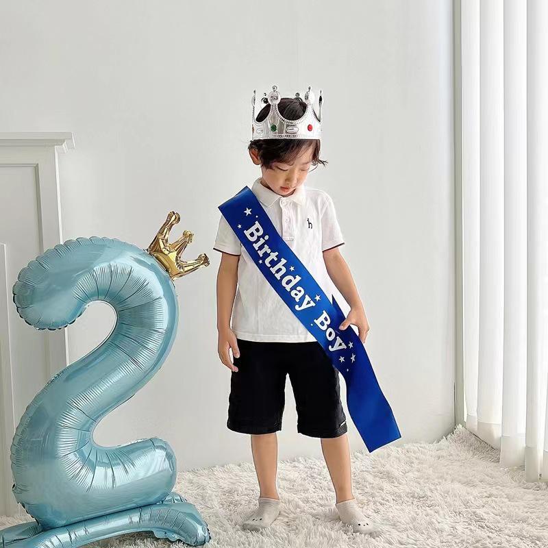Birthday Sash & Crown Badge for Boyfriend or Husband Celebration - Party Decoration & Photo Props