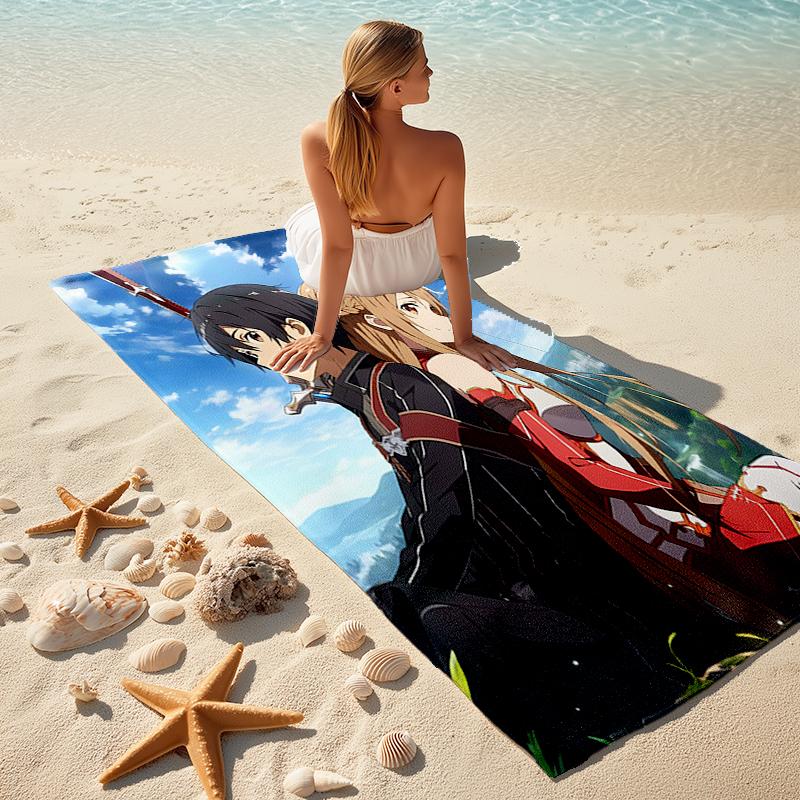 1pc Sword Art Online2 Beach Towel, Comfortable and Thick, and Swimming/Bath/Picnic/Camping Towel, Suitable for Seaside Beaches