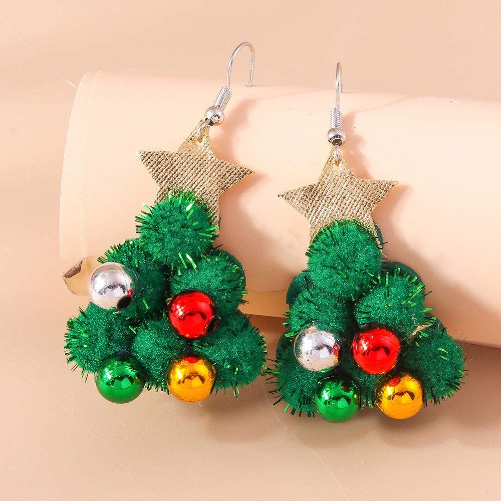 

European and American Cartoon Christmas Earrings - Cute Funny Elk, Tree, and Wreath Studs Jewelry