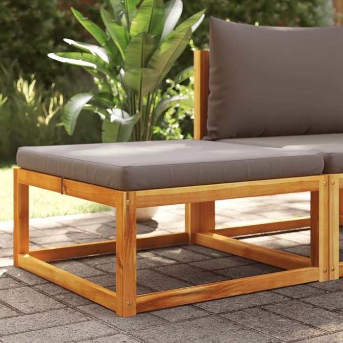 VidaXL Repose-pied de jardin avec coussins bois massif d'acacia, repose-pied, repose-pied extérieur, repose-pied de palette, 4008159