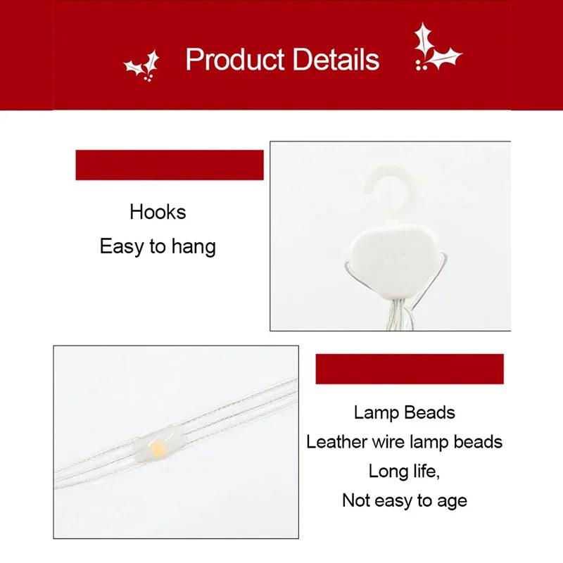 Christmas Decorations Santa Claus Climbing Ladder Light LED Fairy Lamp USB Plug 8 Modes for Home Holiday Wall Window Xmas Decor