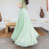 Two-Tone Satin Chiffon Lace-up Dance Midi Skirt for Women