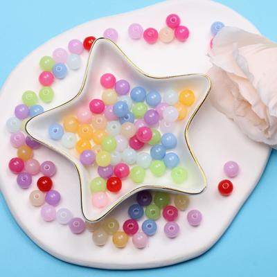 Kreatywne akcesoria jubilerskie okrągłe koraliki do tworzenia biżuterii koraliki 100 szt. Modne akrylowe koraliki DIY do rękodzieła 6 mm kolor galaretki