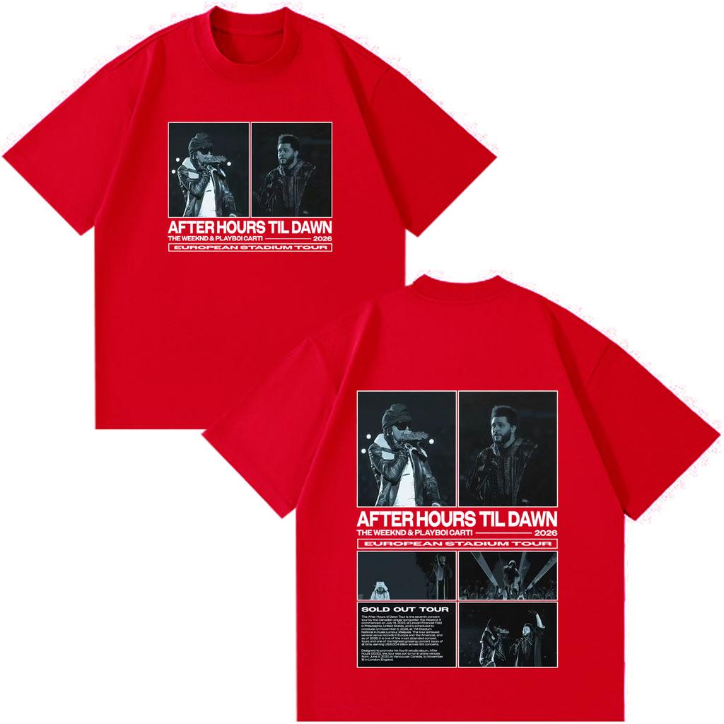 Rapper The Weeknd After Hours Til Dawn Mit Playboi Carti Tour 2026 Print T-Shirt Unisex Hip Hop Mode Vintage Baumwoll-T-Shirts