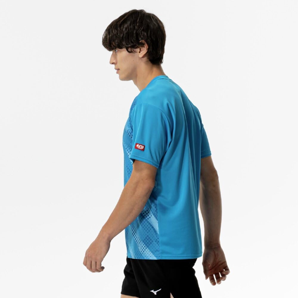 Mizuno Stolní tenisová hra Krátké tričko JTTA Diva modré, rukáv, certifikované, odvádějící vlhkost, rychleschnoucí, unisex, 82JAC103,