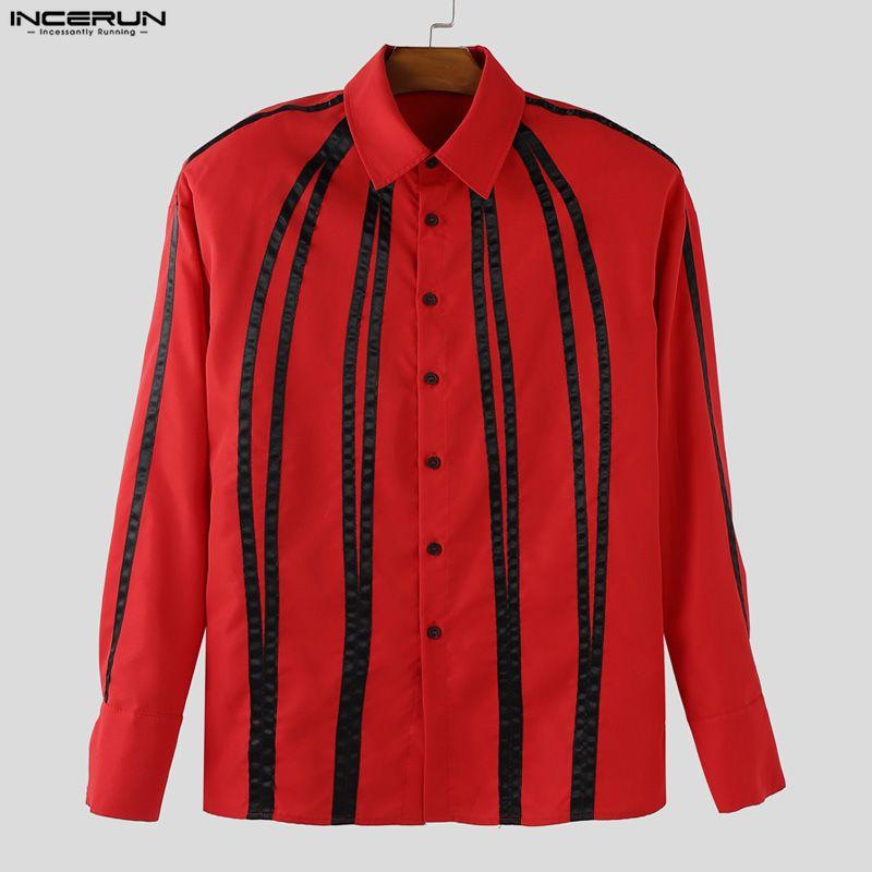 INCERUN Oversized Men Lapel Neck Long Sleee Plaid Print Buttons Down Shirts