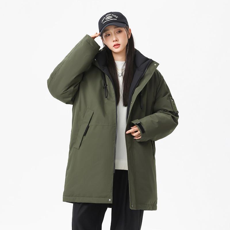 Men in winter cotton clothes, thickened hooded jacket, neutral wind brand medium and long tooling cotton-padded men