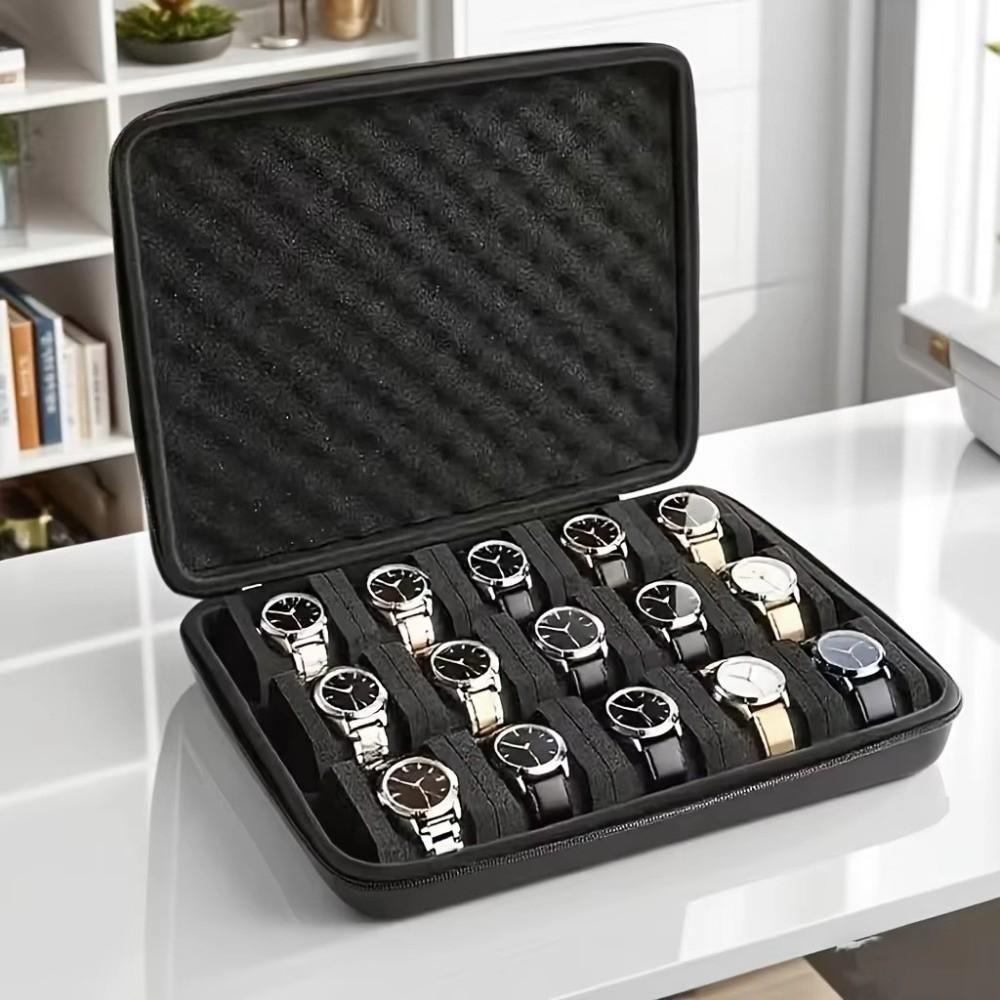 Durable 6/8/10/12/15 Slots Watch Box EVA Hard Watch Case Shockproof Zipper Closure Watch Storage Box Home Use