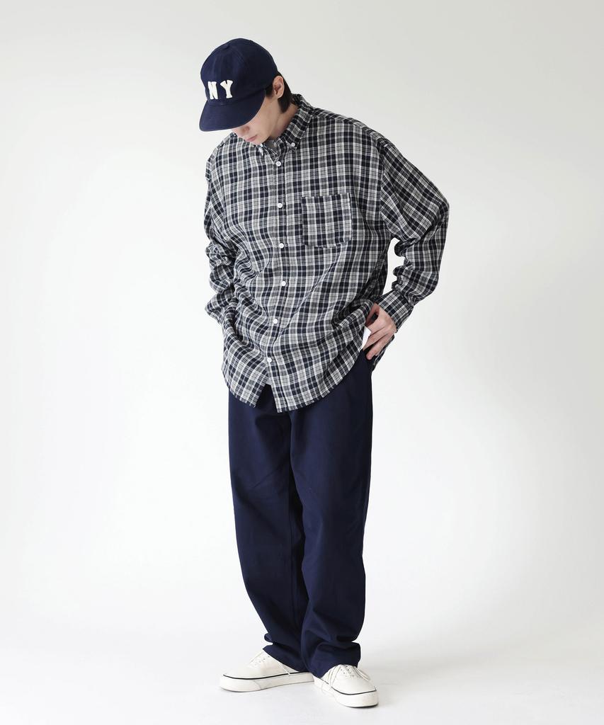 MODERMENT Build Oversized Check Shirt [Navy]