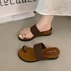 Fashion new niche retro heightened slope heel cool slippers with outer wear cover toe cold slippers women