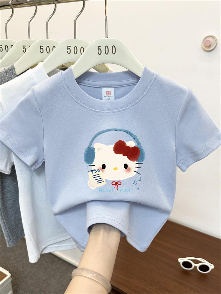 Kids Summer Cotton Cartoon T Shirt Loose Short Sleeve Round Neck Top For Boys And Girls