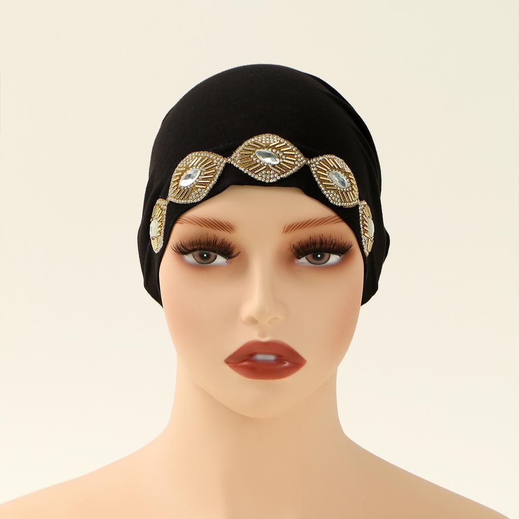 Modal Cotton Rhinestone Undercap Stretchy Hijab Premium Soft Bonnet Muslim Women Elastic Inner Hijab Turban Islam Underscarf