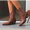 New Western Boo Cowgirl High Knee Boots New Trend Wedge Heels Embroidered Winter Shoes for Women Brown Cowgirl Cowboy Boots