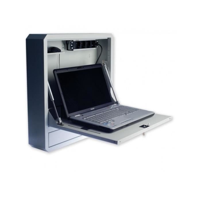 Coffret Mural sécurisé - INTELLINET - Max 19 pouces - Acier - Serrure à clé - Gris