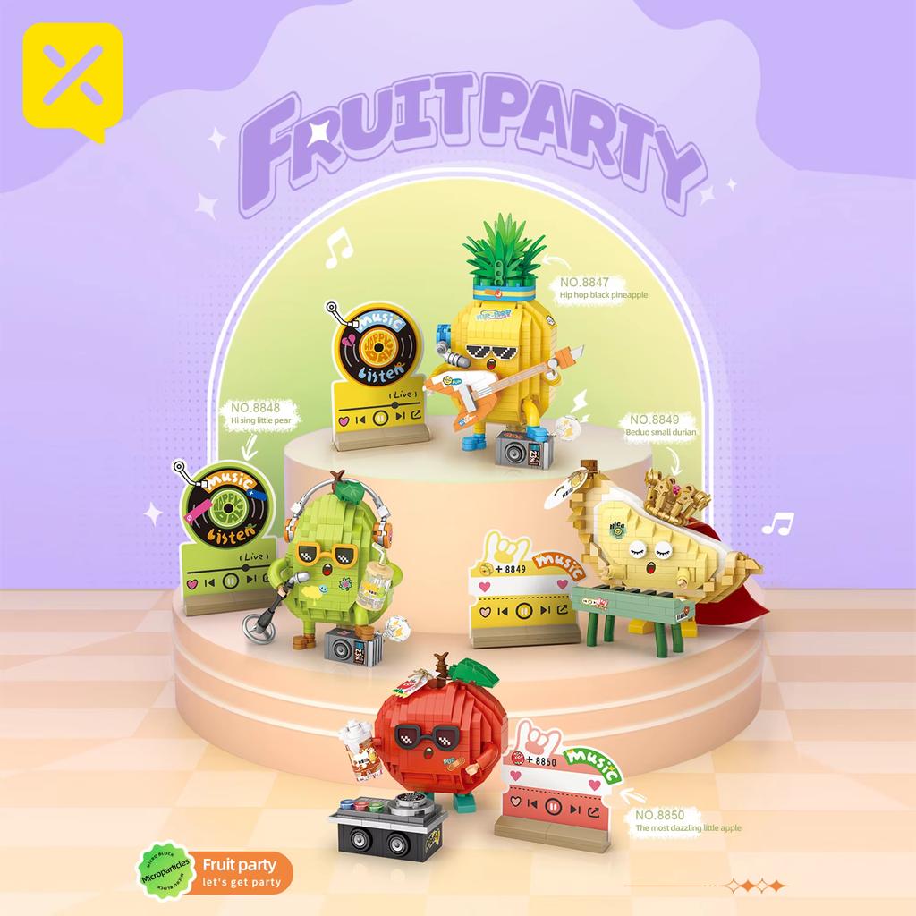 TOYLINX Creative Design Mini Fruit Party Building Block Model Apple Pineapple Assembly Toys Children and Teenagers Birthday Gift