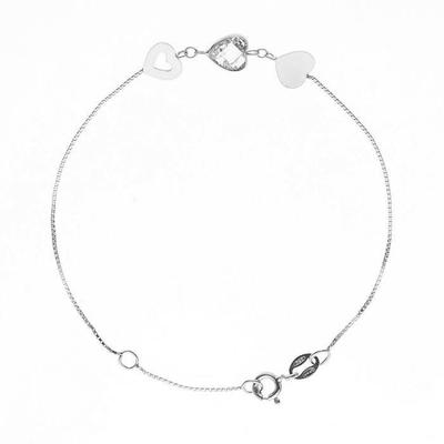 Bracelet - Nadja - Rhodium-plated 925 Sterling Silver - Length 18 Cm - Adjustable 15 Cm - Zirconium Oxide