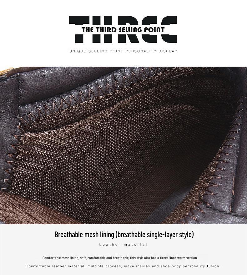 Men's High-Top Warm Genuine Leather Martin Boots - Yellow, Casual Outdoor Hiking & British Work Style for Autumn/Winter