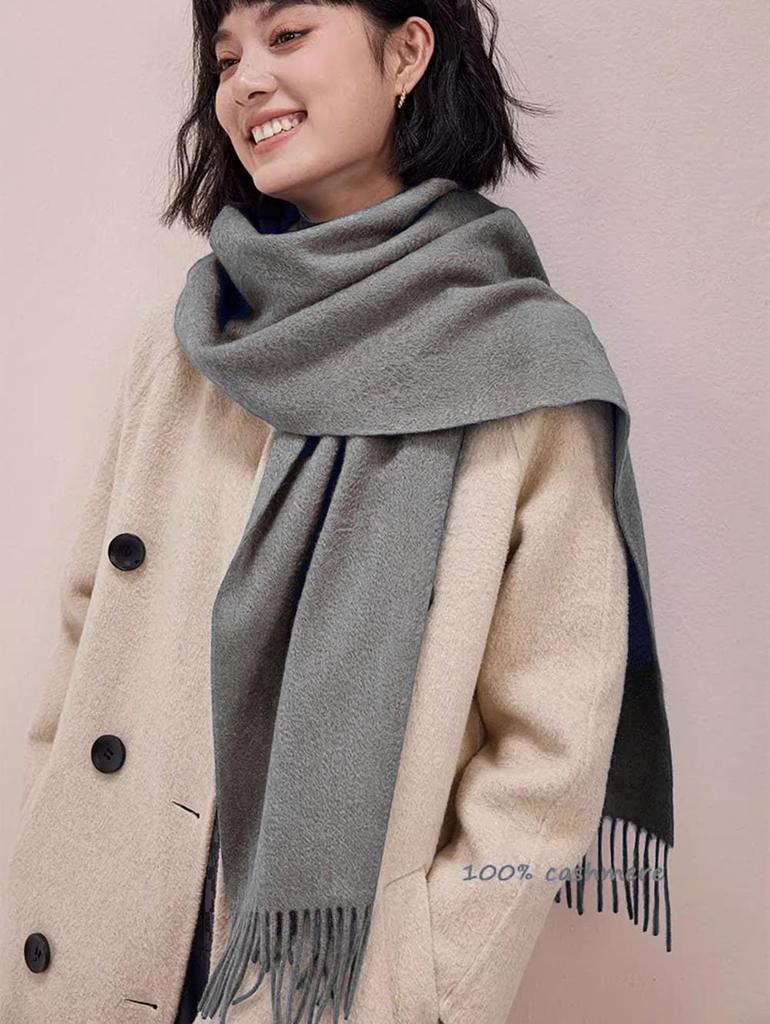 Cashmere Popular Large Winter Christmas Solid Gift Box Soft To the Thick and Warm for Fall and Winter LA-Hazel Women's 100% Scarf, Scarf, Gift, Color,