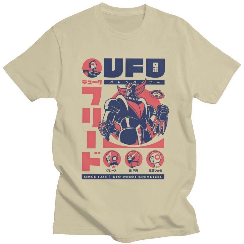 Custom UFO Robot Goldorak Grendizer T Shirt for Men Pure Cotton Tshirt Leisure Tee Short Sleeve Tshirt Slim Fit Clothing Gift