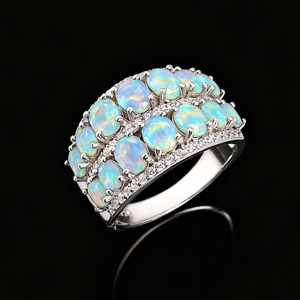 Exquisite 925 sterling silver ring natural opal October Birthstone real gemstones fine jewelry for women's Anniversary gifts