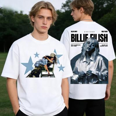2026 Viengubas Billie Eilish WILDFOWER dainos spausdinimo medvilninis marškinėlis Vasariniai vyriški drabužiai Madingas paprastas marškinėlis Gerbėjų dovanos Ins Y2k