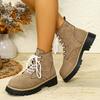 Plus Size Shoes for Women 36-43 Autumn Winter Round Toe Lace Up Platform Wedges Comfortable Non-slip Ankle Boots 36-43 Footwear