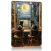 Cats Watching The Starry Night Metal Poster Tin Sign Wall Art Vintage Decor Customizable Metal Signs for Home Decoration Room