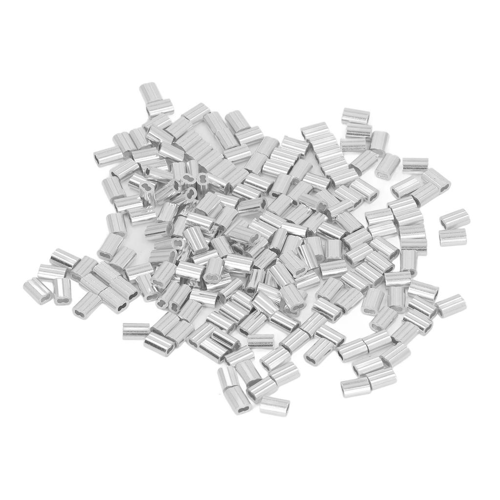 400pcs Fishing Line Connector Sleeves Double Hole Fixation Aluminum Crimping Loop Sleeve for Beauty Salon