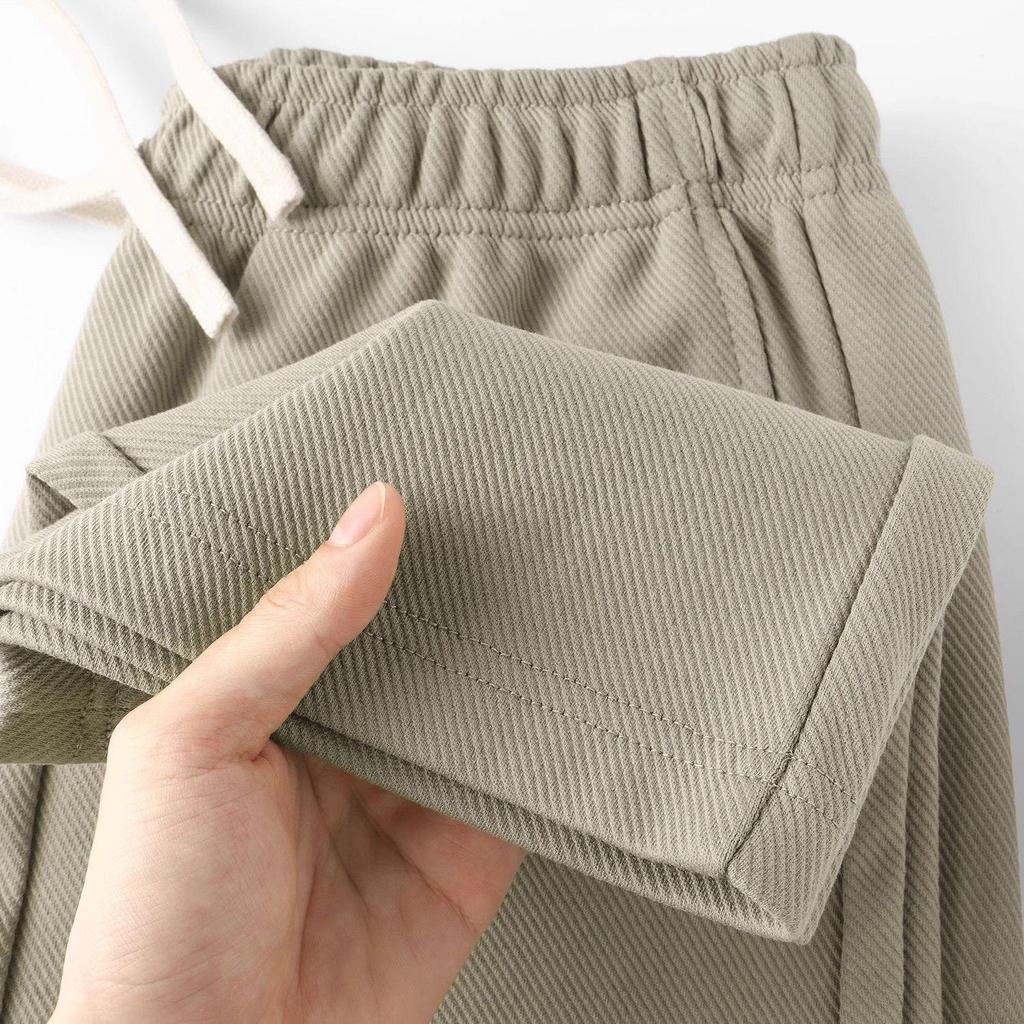 Heavyweight American-Style Grey-Green Straight-Leg Sweatpants for Women, 350G Twill Xinjiang Cotton, Casual Autumn Wear