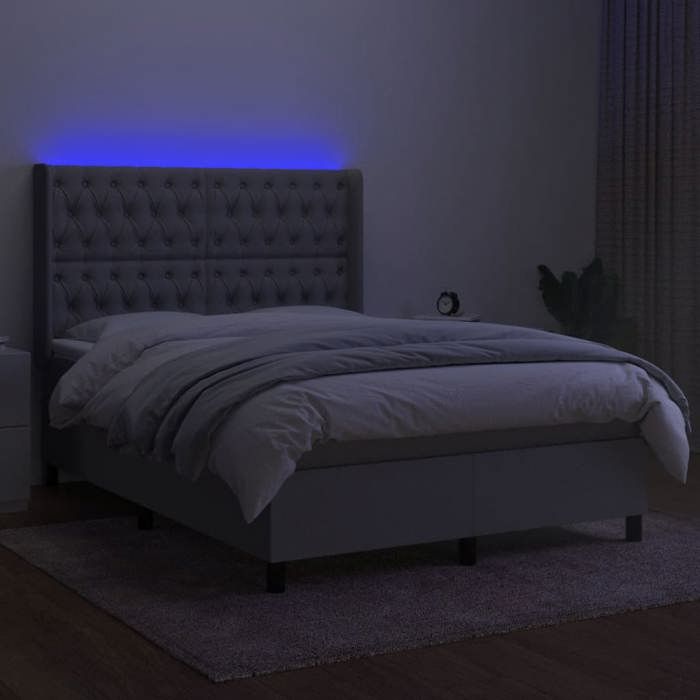 VidaXL Sommier à Lattes de Lit avec Matelas et LED, Lit Rembourré, Lit Double, Lit Adulte de Chambre à Coucher Intérieur, 3138557