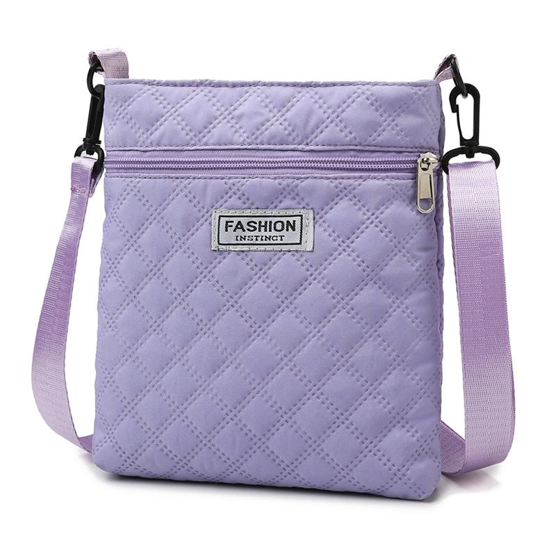 Borsa a tracolla semplice a griglia di diamanti a tinta unita per donna, borsa a spalla casual, borsa a tracolla piccola quadrata leggera e versatile