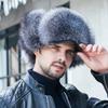 Real Fox Fur Hats Men 's Winter Lei Feng Hat Middle-Aged Elderly Outdoor Thickened Raccoon Fur Cap Warm Sheep Leather Bomber Hat