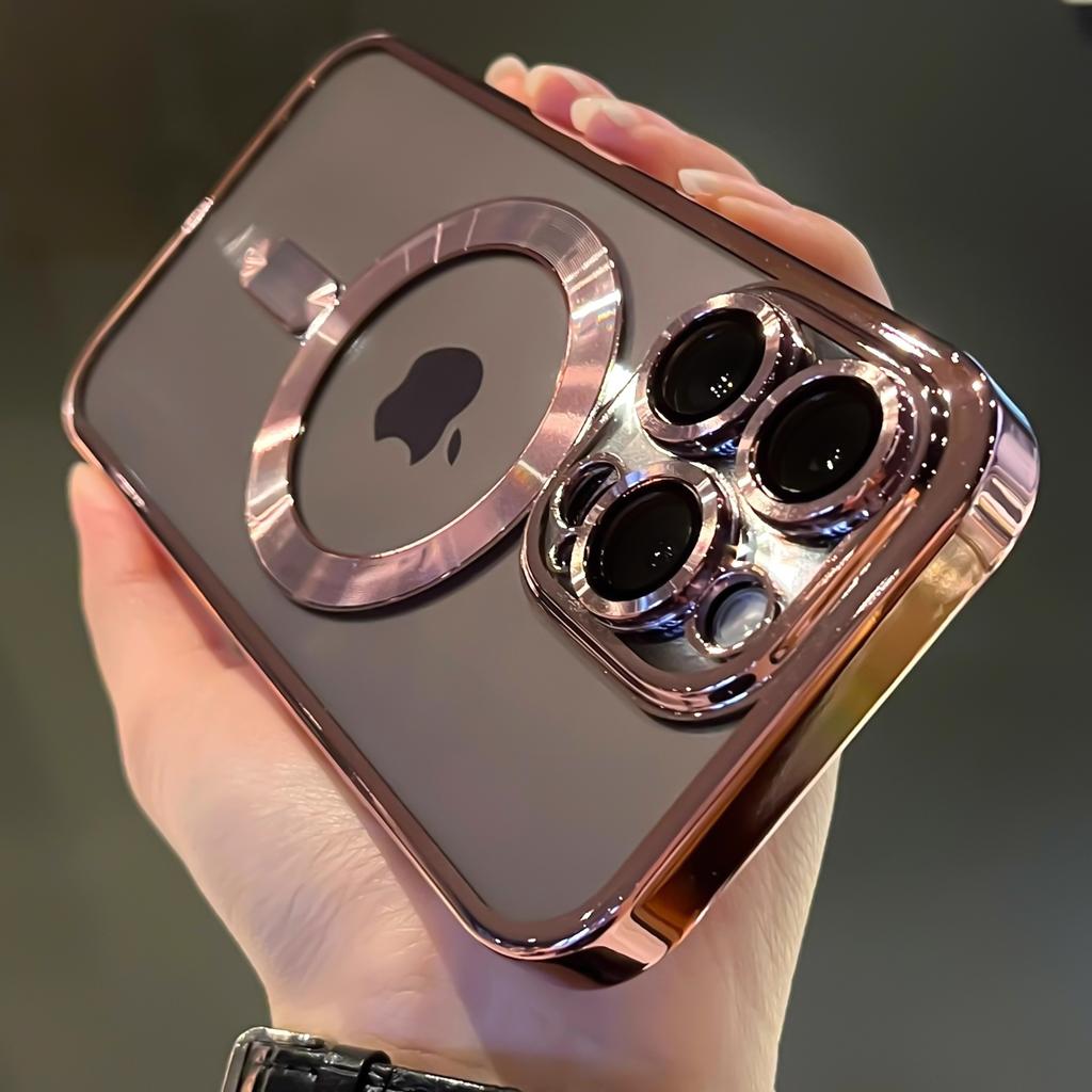 Gjennomsiktig galvanisert magnetisk deksel til iPhone 16 Pro Max 16 Plus 14 13 12 11 15 Pro Max For Magsafe trådløs lading telefondeksel