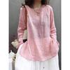 Loose Cotton and Linen Round Neck Long-sleeved T-shirt Spring and Summer New Light Medium and Long Pullover