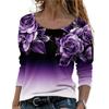 Women Shirt Floral Print Gradient Color All Match Spring Blouse for Daily Wear