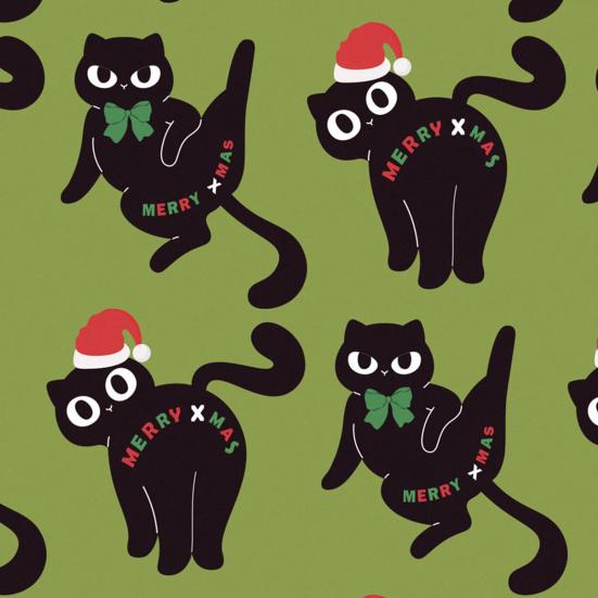 Christmas Cat Wrapping Paper 16.4 Ft Cute Black Cats Gift Wrap Roll Holiday Gift Wrap for Boys Girls Cat Lovers Christmas Party