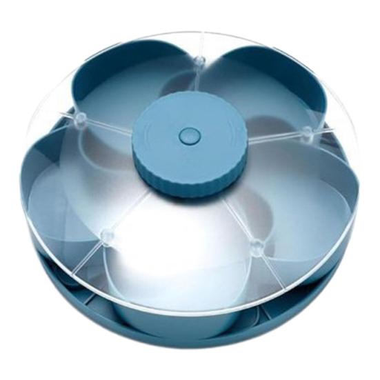 Divided Spin Serving Tray for Snack Dips Party Appetizers Rotating Snack Box Container with Lid Flower Shape Multi-Compartment Susan Organizer for
