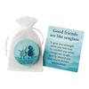 Friendship Sea Glass Christmas Ornament Inspirational Card with Acrylic Charm in Mesh Bag Meaningful