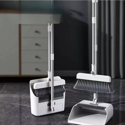 Durable Broom and Dustpan Set with Non-stick Hair Coating, Powerful Cleaning Tool for Home, Floor, Kitchen, with Thick Handle