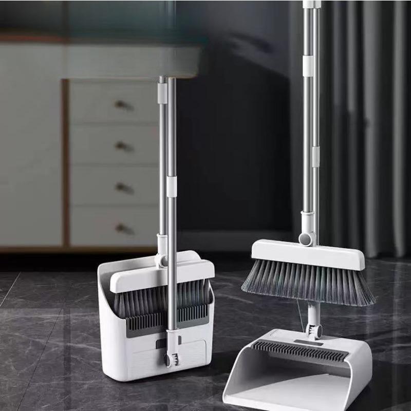 Durable Broom and Dustpan Set with Non-stick Hair Coating, Powerful Cleaning Tool for Home, Floor, Kitchen, with Thick Handle