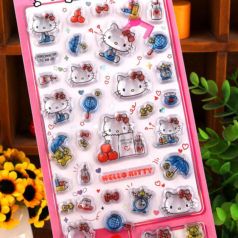 

Hello Sanrio Kitty 3D Relief Sticker Scrapbooking Cartoon Girls Diy Diary Phone Case Laptop Luggage Stickers Stationery Decals