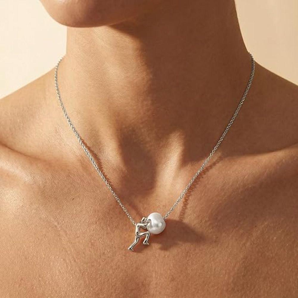 Perseverance Symbol Pendant Necklace Man Pushing Stone Jewelry Accessories Sisyphus Necklace