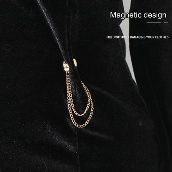 2Pcs Multi-Function Magnetic Clothing Clip with Chain Multi-Purpose Pinless Metal Buttons Clip Clothes Scarf Trouser Legs Cuff Fixing Magnet Pin