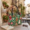 Christmas Printed Large Tote Bag Casual Canvas Shoulder Handbag for Holiday Grocery Shopping Travel Daily Use