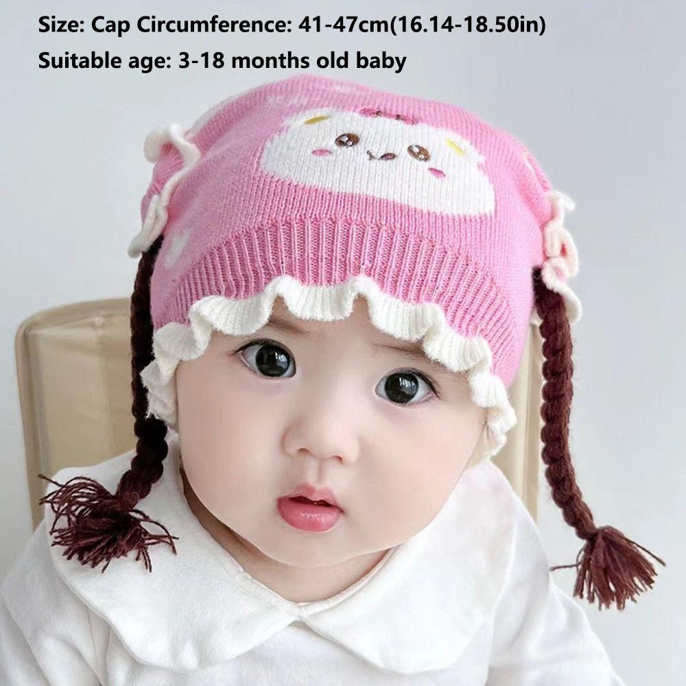 Thickened Knitted Hat Cute Cartoon Pullover Hat Fashion Ear Protection Cap  Newborn