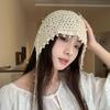 Summer Ethnic Style Knitted Hat with Hollow Pearl Tassel Pendant - Retro Face-Showing Design for Women
