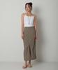 LOVENTINA Front Slit Long Skirt_Khaki